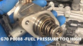 Genesis G70 start and stall  P0088 fuel rail pressure too high [upl. by Elvera964]