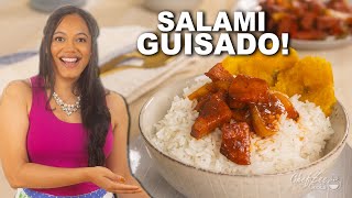 Dominican Salami Guisado  Dominican Recipes  Chef Zee Cooks [upl. by Ardnatal862]