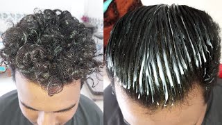 Mens Permanent Straight Hair At Home  Wella profational Hair Straightening Step by Step [upl. by Lyrret]