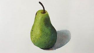 Still Life 82  Watercolor fruit painting of a pear [upl. by Nahtanoj]