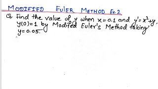 Modified Eulers Method  Modified euler method numerical analysis [upl. by Krause]