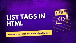 List tags in HTML  Web essentials  Semester  4  Unit2  தமிழில் [upl. by Hecklau]