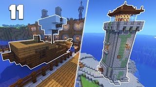 JE CONSTRUIS LE PORT ET LE PHARE  MINECRAFT 11 [upl. by Ioved]