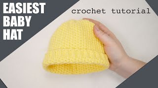 how to crochet a baby hat 03 months  easy tutorial for beginners [upl. by Lahsiv]