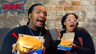 Sonic Triple Smasher Burger and Dr Pepper Sugar Cookie Drink Food Review [upl. by Hardunn163]