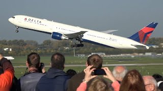 Plane spotting day at Düsseldorf airport  35 planes landing and take off 4K [upl. by Olvan]