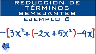 Reducción de términos semejantes  Con signos de agrupación  Ejemplo 1 [upl. by Berlauda]