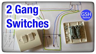 Wiring Diagram Using a 2 Gang Switch to Control 2 Independent Lights Using the 3 Plate Wiring Method [upl. by Tattan]