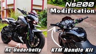 Ns200 Modification  KTM Handle Bar amp KTM Rc Underbelly  Installing amp Detailed  Look🔥 [upl. by Skees965]