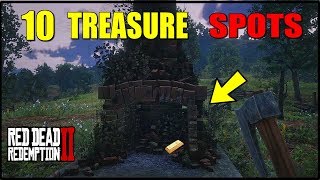 TOP 10 HIDDEN TREASURE SPOTS IN RED DEAD REDEMPTION 2 GOLD BARS NUGGETS JEWELRY amp MORE RED DEAD 2 [upl. by Xanthe213]