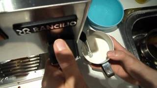 Frothing milk with Rancilio Silvia  microfoam [upl. by Carmita634]