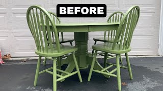 SATISFYING Dining Set Makeover  How to Use Enamel Spray Paint on a Table amp Chairs  Glossy Finish [upl. by Aihcila]