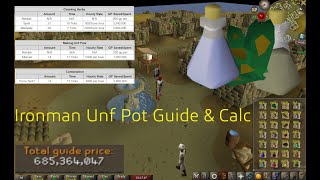 OSRS Ironman Efficient Herblore Unf Potion Calculations [upl. by Heeley]