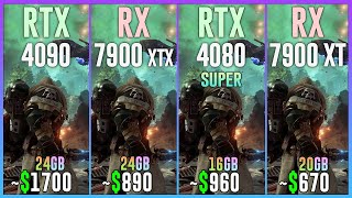 RTX 4090 vs RX 7900 XTX vs RTX 4080 SUPER vs RX 7900 XT  Tested in 25 Games [upl. by Cordier476]