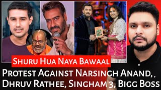 Protest Against Narsingh Anand  Dhruv Rathee  Singham 3  Bigg Boss Latest  Mr Reaction Wala [upl. by Aihseuqram330]