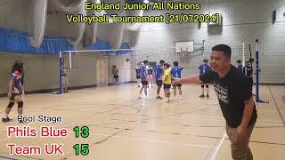 England Junior All Nations VBall Boys Div Pool Stage Phils Blue v UK v Asia Green v Europe [upl. by Loesceke670]