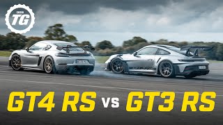 Porsche 911 GT3 RS vs Cayman GT4 RS Definitive Track Test  Top Gear [upl. by Inah]