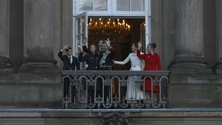 Denmarks new King greets crowd at royal residence in Copenhagen  AFP [upl. by Howes]