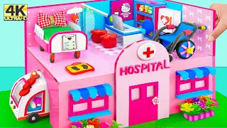 How To Make Hello Kitty Hospital DIY Doctor Set Medical Kit Pink Bunk Bed from Clay Cardboard [upl. by Ineslta]