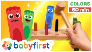 Toddler Learning Video  COLOR CREW MAGIC  Pounding Pegs amp Cat Pencil Holder   DIY  BabyFirst TV [upl. by Downing]