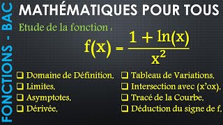 Fonction Baccalauréat  Logarithmique fx 1lnxx² [upl. by Alicea]