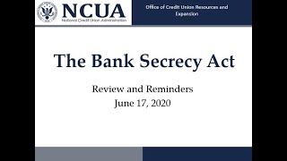 The Bank Secrecy Act Review and Reminders [upl. by Ferguson729]