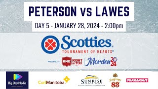 PETERSON vs LAWES  2024 Scotties Tournament of Hearts Presented by RME Day 5 [upl. by Nomyt]