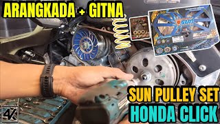 HONDA CLICK SUN RACING CVT SET TUNING  ARANGKADA  GITNA SETUP  TOURING AND CITY DRIVE SETUP [upl. by Koch]