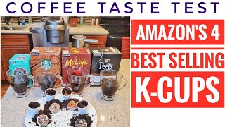 COFFEE TASTE TEST BEST SELLING Single Serve KCups Pods Donut Shop Starbucks Peets Coffee [upl. by Akelam318]