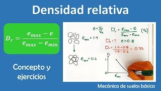 Densidad relativa concepto y ejercicios  Mecánica de suelos básica [upl. by Nikolaos]