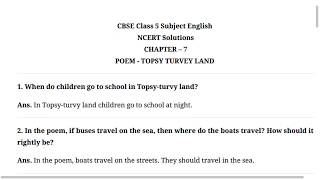 NCERT CLASS5 TOPSY TURVY LAND SOLUTIONS [upl. by Isyad791]