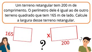 Exercício Envolvendo área e perímetro do quadrado e retângulo [upl. by Okikuy]