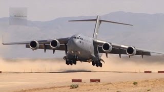 MIGHTY C17 Globemaster III LandingTakeoff On A Dirt Airfield [upl. by Aicia]