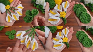 3D⚡Crochet Calla Lily Flower Keychain 💯👌Crochet calla lily flower free pattern [upl. by Manvil]