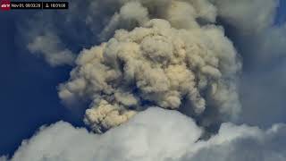 Nov 1 2024 Significant Eruption of Popocatépetl Volcano Mexico in 4K Ultra HD [upl. by Yl]