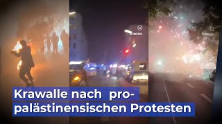 Krawalle nach propalästinensischen Protesten [upl. by Nelra]