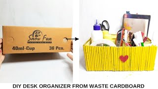 DIY DESK ORGANISER FROM CARDBOARD STATIONARY HOLDER BOX FROM CARDBOARDBEST OUT OF WASTE BOX [upl. by Gilroy]