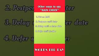 Another way of saying quotRAIN CHECKquot englishlearners englishlearning youtubeshorts [upl. by Hanah647]