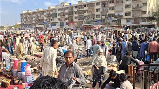 🇵🇰 WALKING TOUR OF KARACHI LARGEST AND CHEAPEST SUNDAY BAZAAR UP MARKET KA CHOR BAZAAR 4K60FPS [upl. by Doralynn]