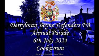 Derryloran Boyne Defenders Flute Band Full Parade 060724 [upl. by Cymbre]