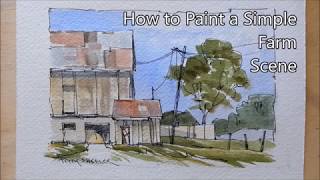 Paint a simple Farm Scene Line and Wash Watercolor Simple Techniques Peter Sheeler [upl. by Orazio]