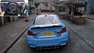 BMW M4 F82 driving  Forza Horizon 5  Steering Wheel Gameplay [upl. by Dryden]