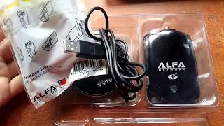 alfa awus036nha unboxing En español 2018 adaptador wifi usb potente [upl. by Fulks]