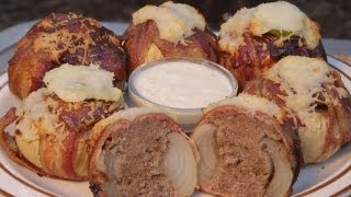 How to BBQ Bacon Meatball Stuffed Onions  Recipe [upl. by Pansie]