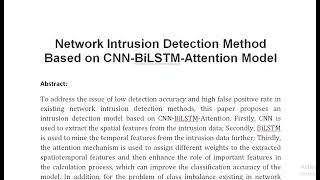 Network Intrusion Detection Method Based on CNN BiLSTM Attention Model [upl. by Maril619]