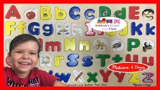 LEARN ABCs EGG SURPRISES  MELISSA amp DOUG UPPER AND LOWERCASE ALPHABET PUZZLE [upl. by Dearborn]