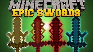 Minecraft EPIC SWORDS ELEMENTAL SWORDS AND UPGRADES Cyan Warrior Swords Mod Showcase [upl. by Berkow]