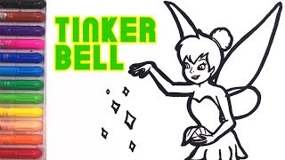 Glitter Disney Princess I How to draw Tinkerbell l Drawing Coloring PeterPan I Woojoo kids Art [upl. by Hound]