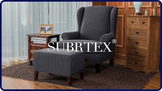 How to install 2 Piece Wingback Chair Slipcovers Stretchable  Subrtex [upl. by Dyann214]