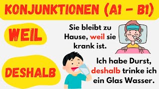 Learn German Subordinating Conjunctions ‘Weil’ and Deshalb’ with Examples  A1A2B1 [upl. by Azeria]